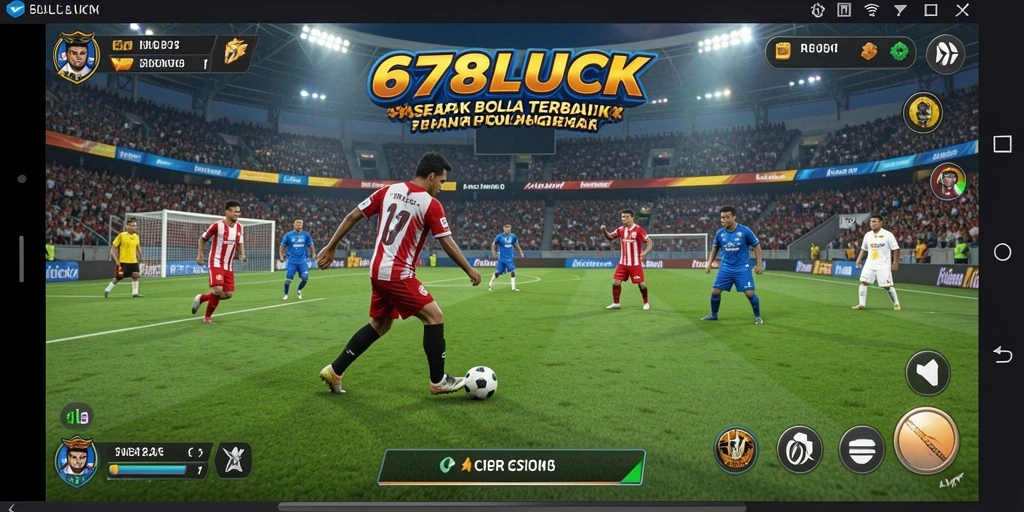 Screenshot utama 678LUCK menampilkan aksi permainan sepak bola yang mendebarkan.
