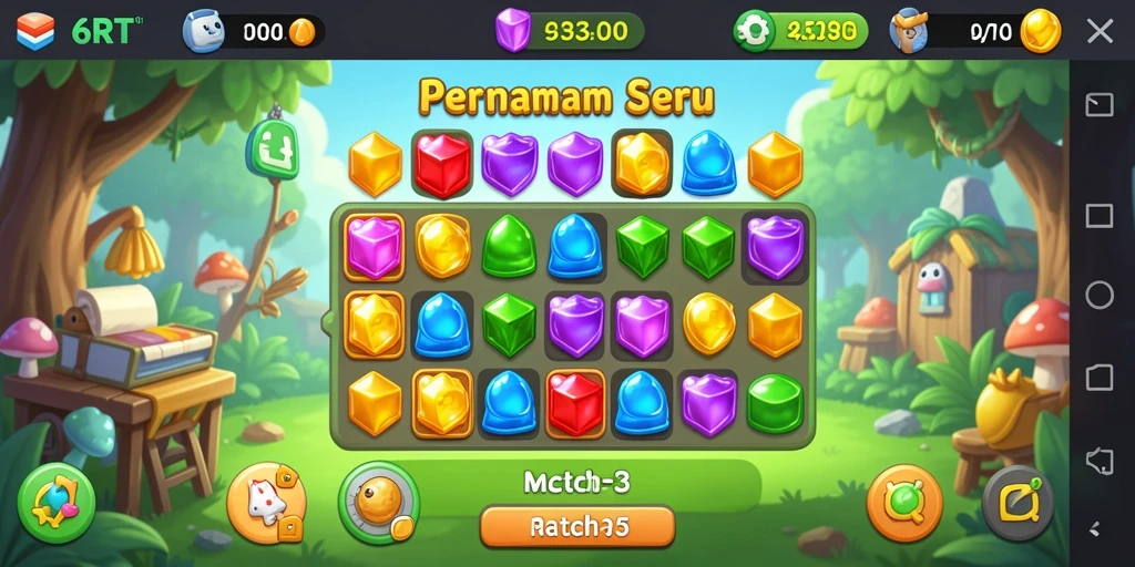 Tampilan gameplay seru dalam 6RT dengan aksi Match-3 yang menegangkan.