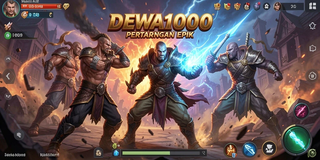 Gameplay seru DEWA1000 dengan pertarungan karakter yang dinamis.