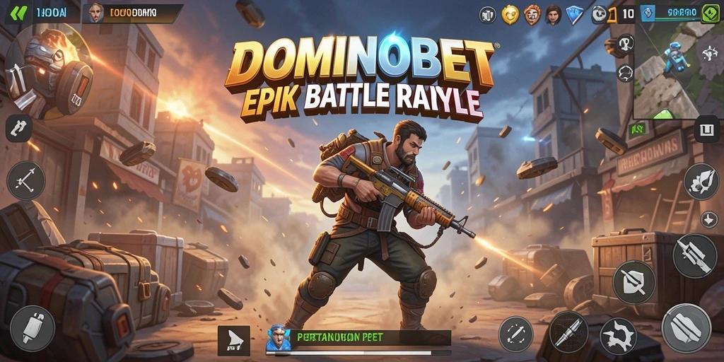 Tampilan gameplay mendebarkan dari DOMINOBET dalam arena Battle Royale.