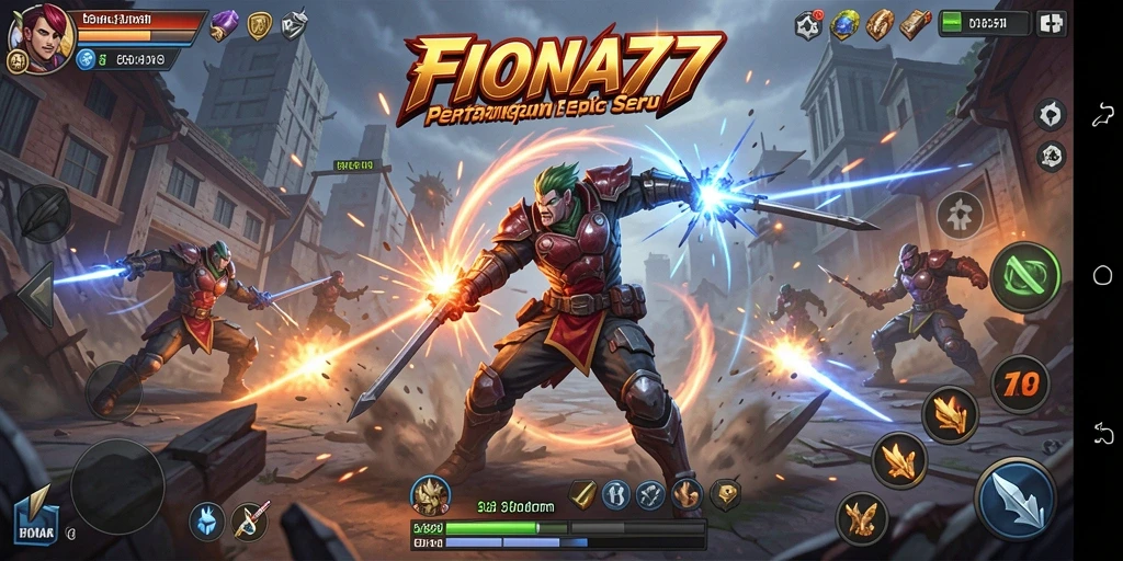 Tampilan inti dari gameplay pertarungan FIONA77 yang mendebarkan.