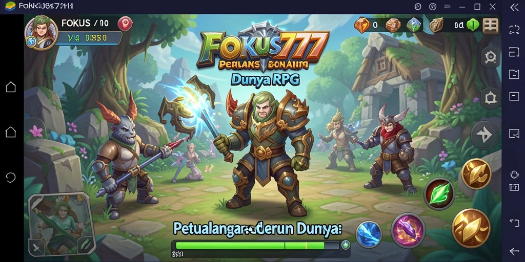 Screenshot menunjukkan aksi mendebarkan dalam gameplay RPG FOKUS777.