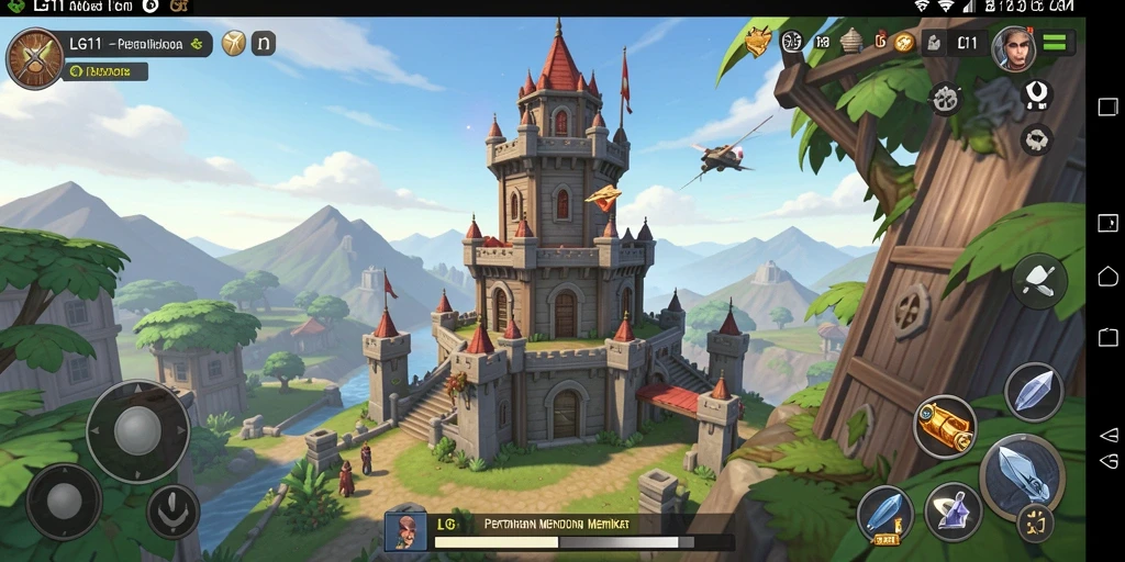 Tampilan gameplay LG111 dengan menara yang beraksi melawan gelombang musuh.