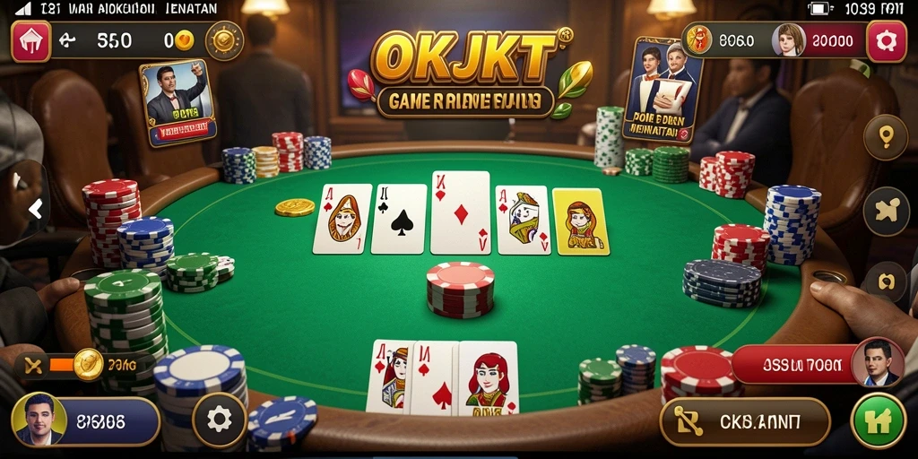 Tampilan gameplay seru OKJKT saat bermain Poker online.
