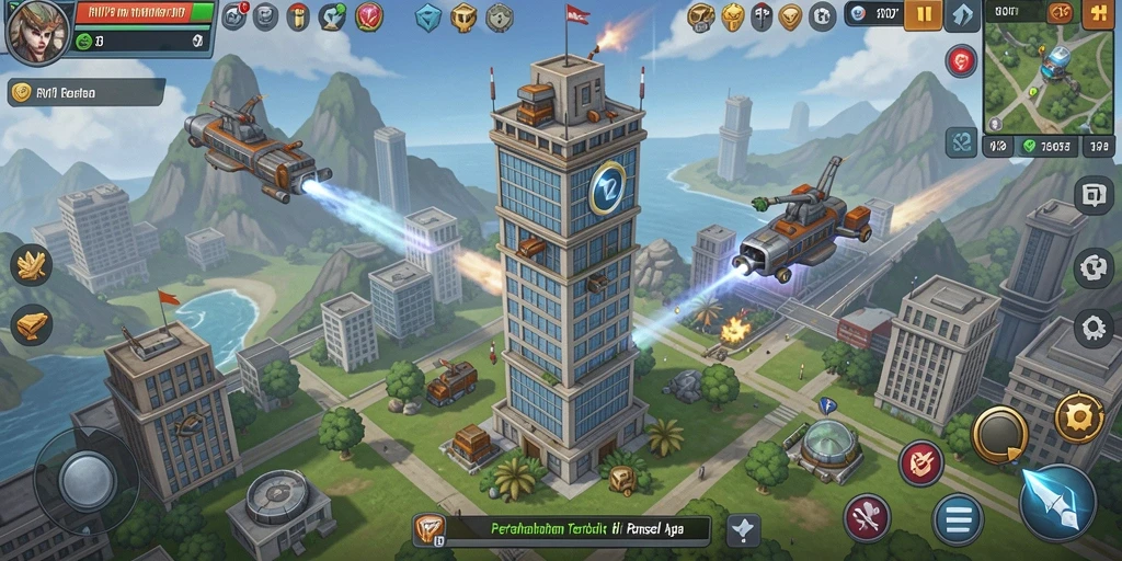 Tampilan gameplay <strong>RVIP1</strong> yang menawan dengan strategi pertahanan menara.