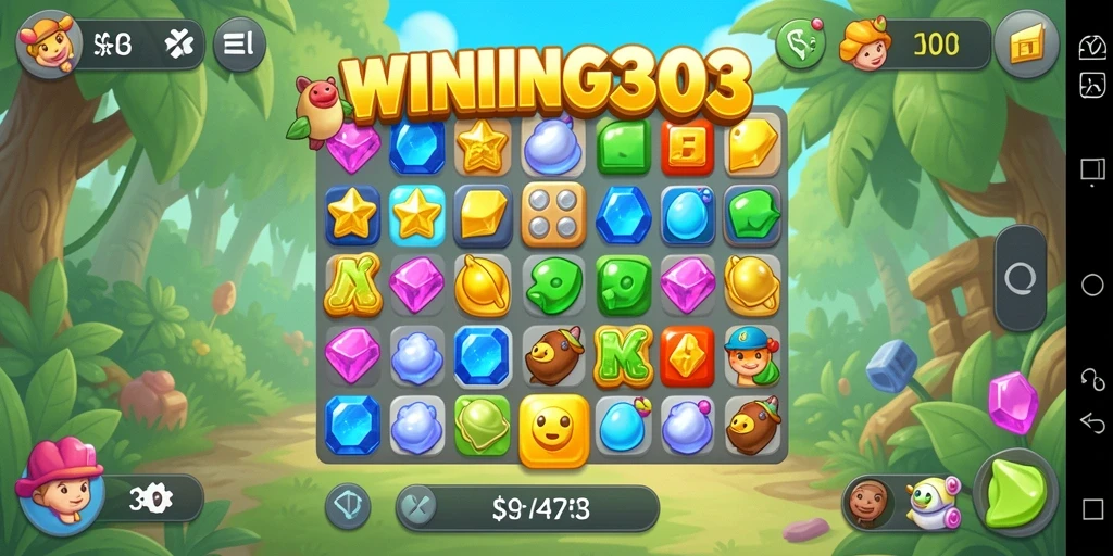 Tampilan gameplay menarik dari WINNING303 dengan warna-warni cerah.